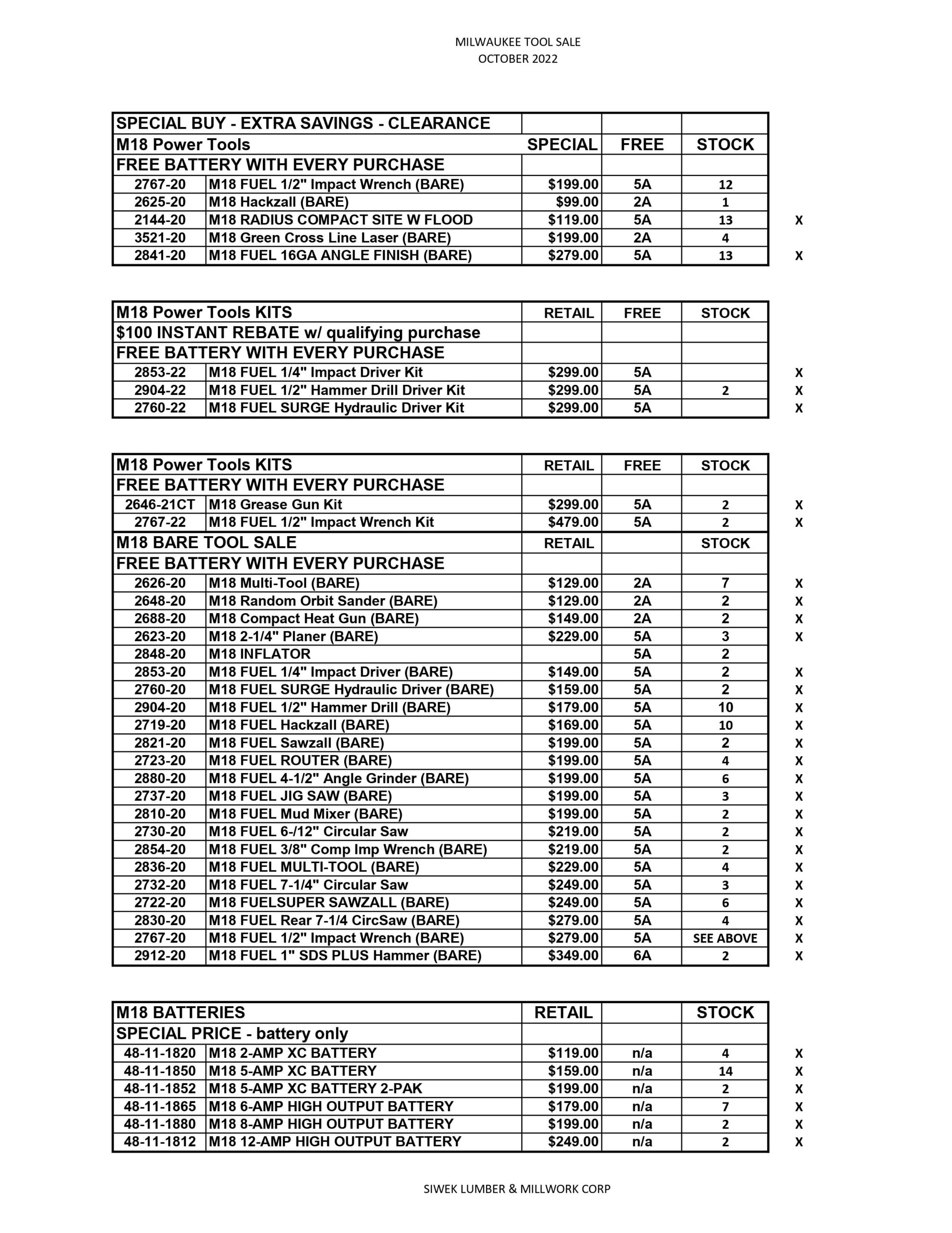 Siwek Lumber Specials | Siwek Lumber