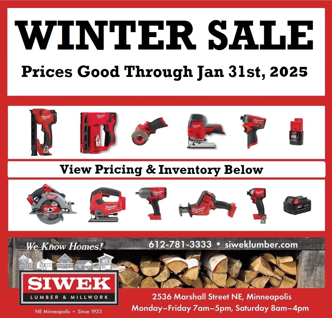 2025 milaukee winter sale graphic siwek lumber and millwork corp ne mpls