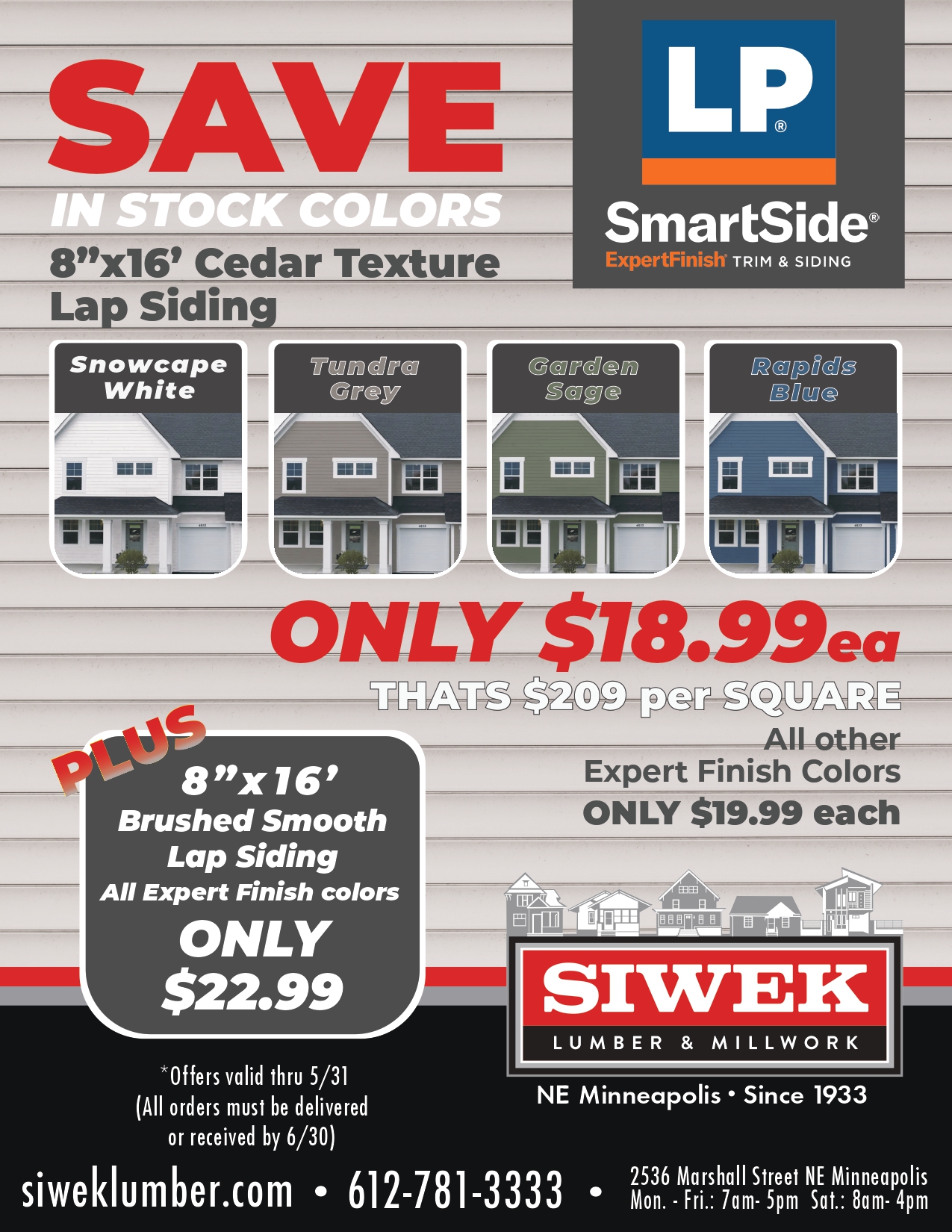 LP smartside siding dealer minnesota siwek lumber and millwork corp - ne mpls