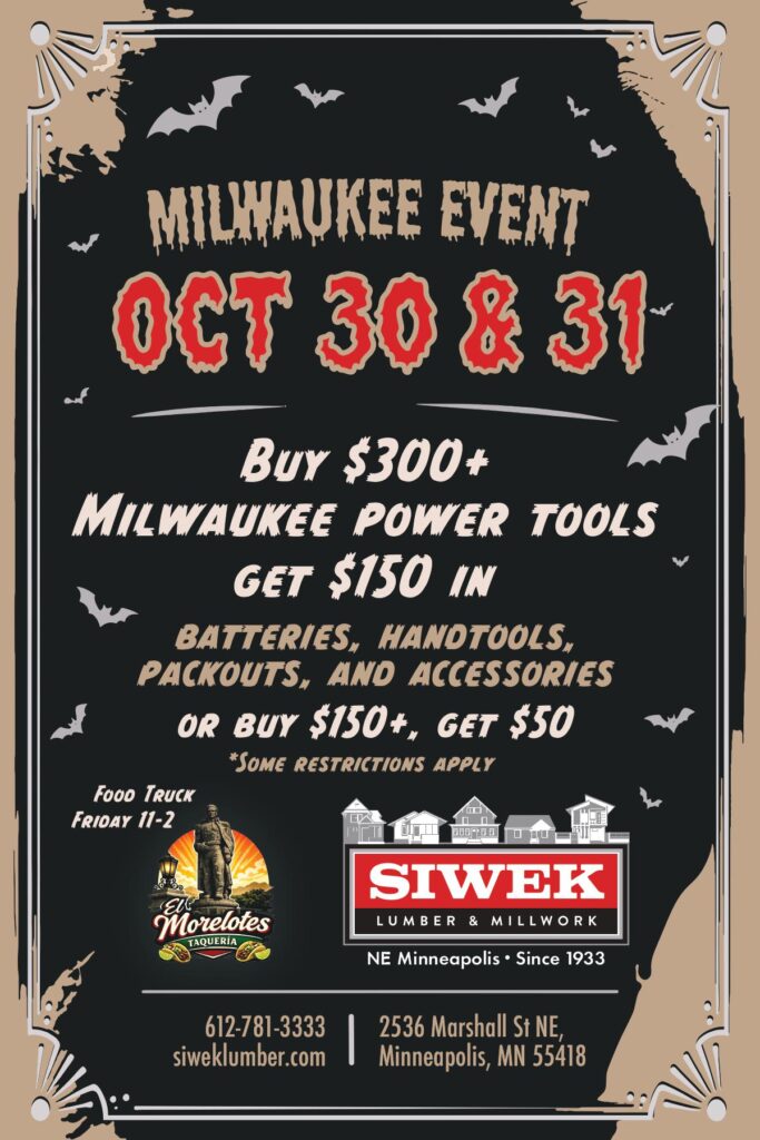 Milwaukee tool sale october 29-30 2026 in ne minneapolis siwek lumber and millwork corp - ne mpls